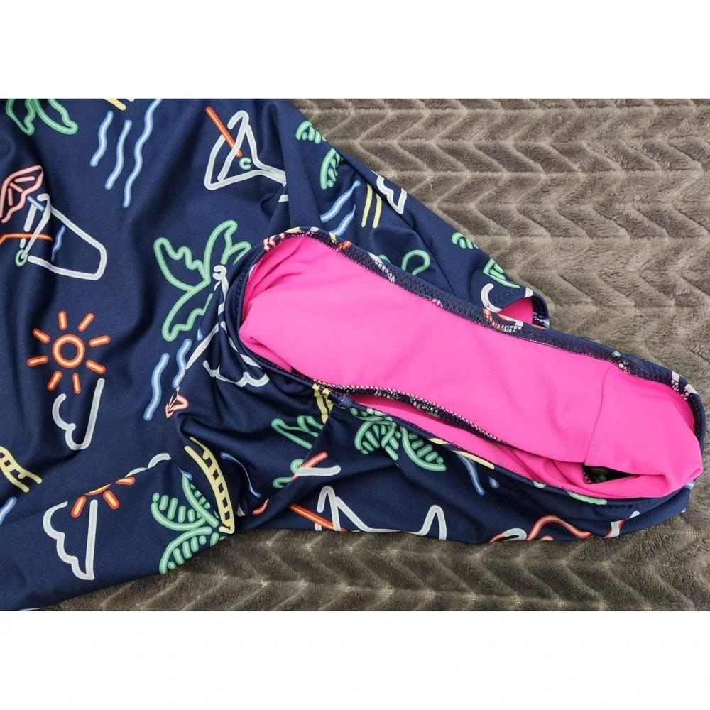Chubbies Womens The Electric One Piece Swimsuit Medium Retro Neon Cheeky Tropic - Picture 5 of 6